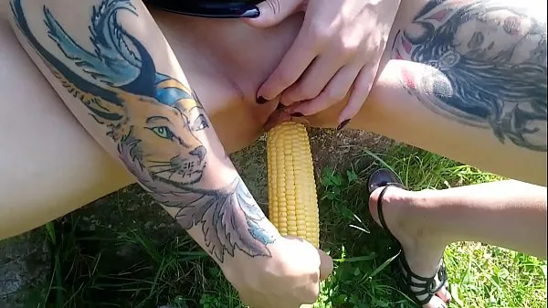 XXX Lucy Ravenblood fucking pussy with corn in public warm Movies
