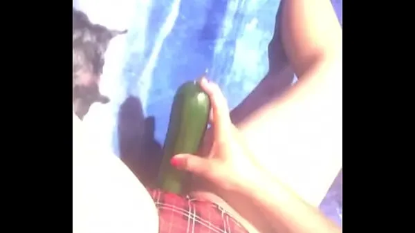 XXX My sister-in-law records herself and sends me the video with a cucumber warm Movies