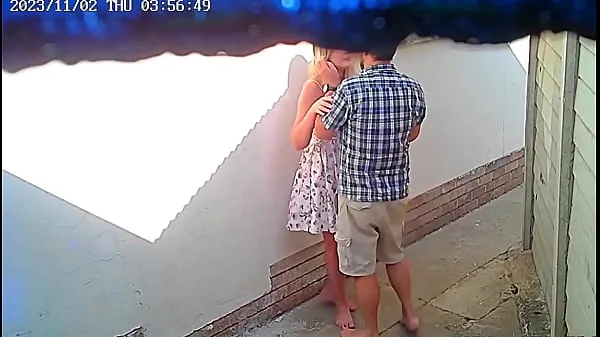 XXX Cctv camera caught couple fucking outside public restaurant warm Movies