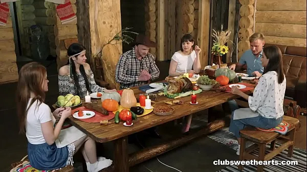 XXX Thanksgiving Dinner turns into Fucking Fiesta by ClubSweethearts Sıcak Film