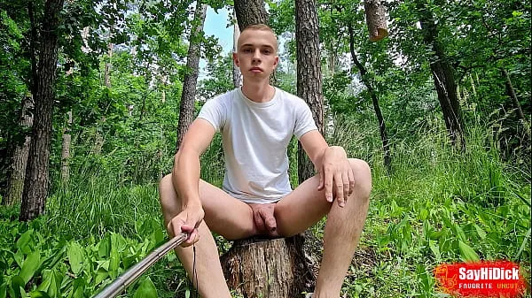 XXX Go naked in the woods. Soft foreskin to hard big cock warm Movies